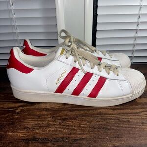 ADIDAS Originals Superstar Cloud White Vivid Red GZ3741 Men's sz 9.5
